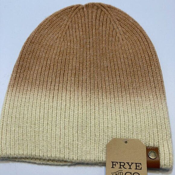 Frye & Co NWT Bark Dip Dye Beanie Salmon Rusty Orange Butter Creamy Tan Hat-OSFM - Picture 2 of 10